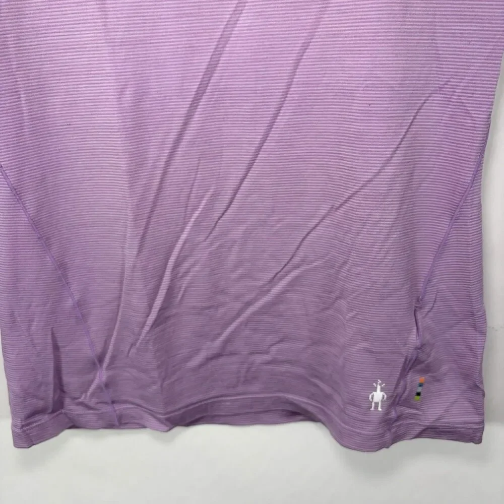 Smartwool Base Layer T Shirt Top Womens Size Small Purple Striped Merino Wool - Picture 3 of 10